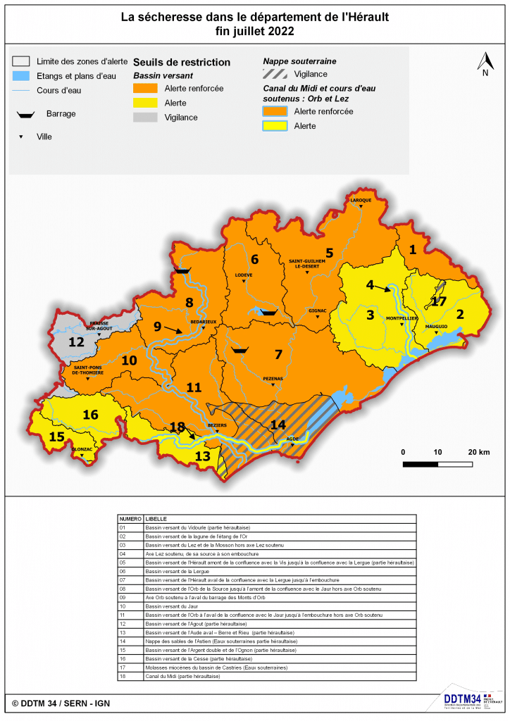 vigilance sècheresse carte des restrictions d'eau