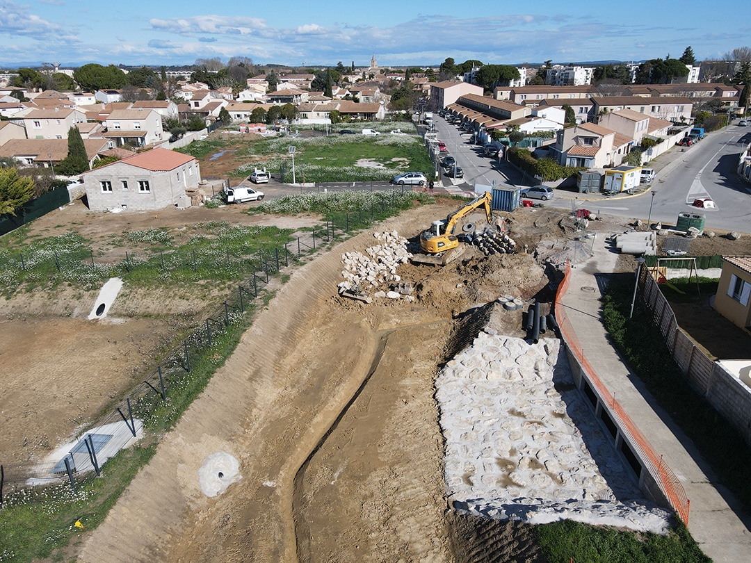 La Ville de Lunel crée une noue pour limiter le risque d’inondation et protéger les habitants